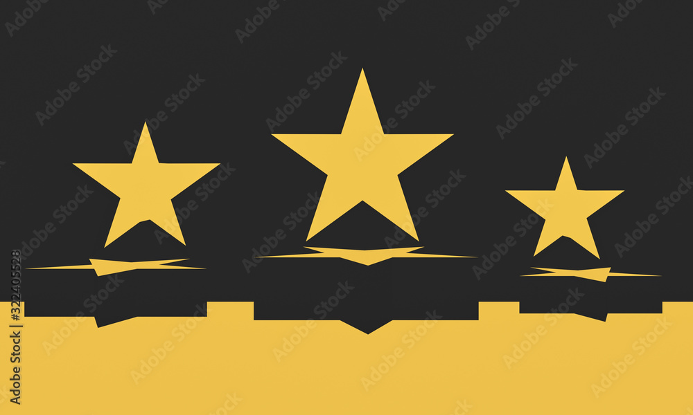 Fototapeta premium Abstract star shape background for product display; fashion podium, blank mock up template; minimalist empty black and white showcase illustration 