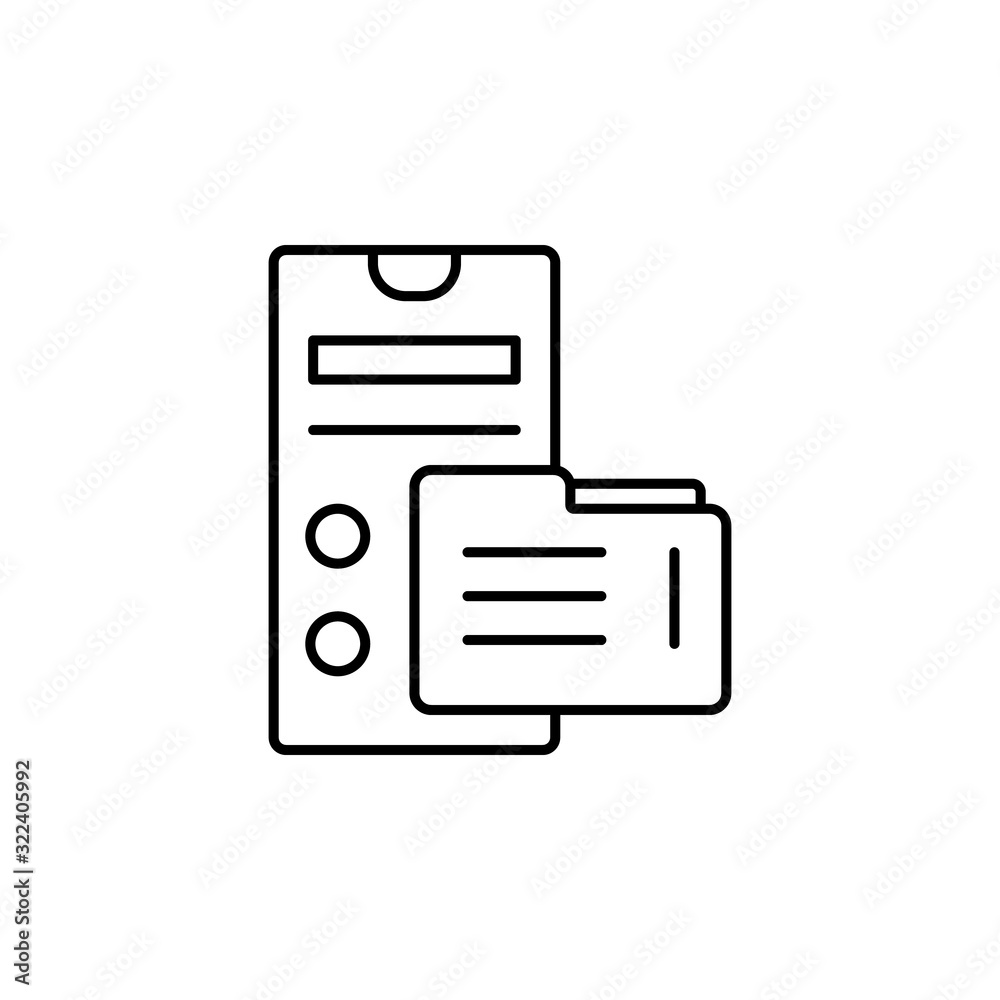Smartphone file folder icon. Simple line, outline vector of phone application icons for ui and ux, website or mobile application Smartphone file folder icon. Simple line, outline vector of phone application icons for ui and ux, website or mobile application