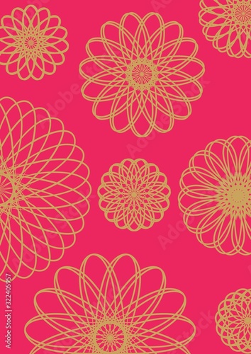 Floral bouquet vector pattern with small and big geometric flowers. Image Illustration