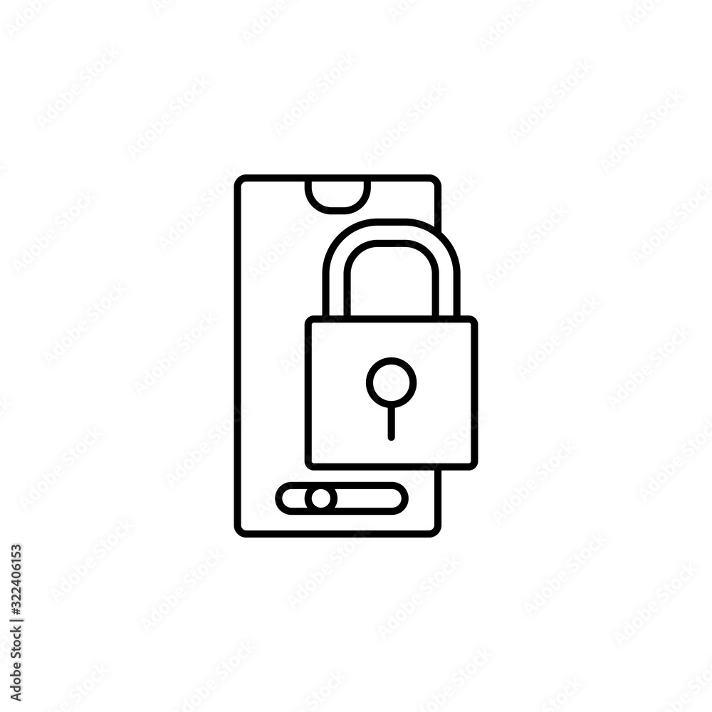 Smartphone lock security icon. Simple line, outline vector of phone application icons for ui and ux, website or mobile application Smartphone lock security icon. Simple line, outline vector of phone application icons for ui and ux, website or mobile application