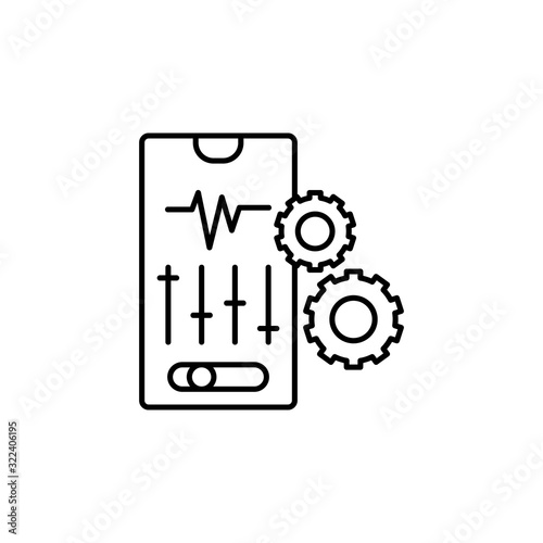 Smartphone sound setting gear icon. Simple line, outline vector of phone application icons for ui and ux, website or mobile application