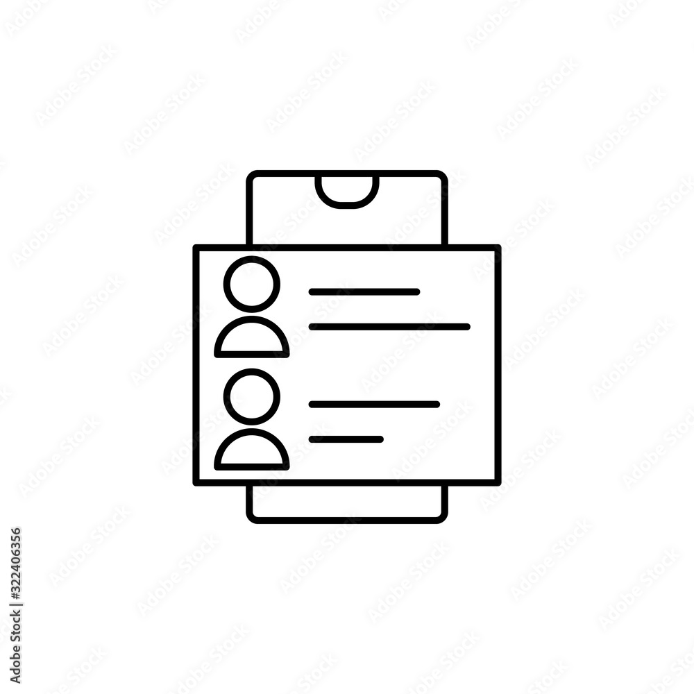 Smartphone contacts icon. Simple line, outline vector of phone application icons for ui and ux, website or mobile application Smartphone contacts icon. Simple line, outline vector of phone application icons for ui and ux, website or mobile application