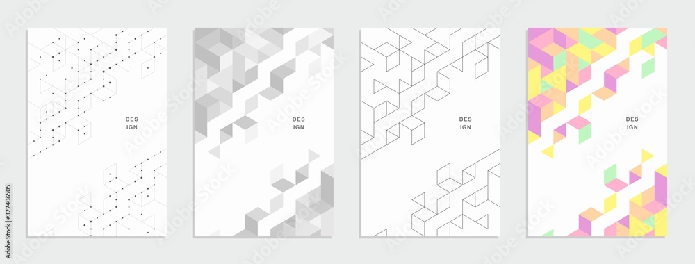 Abstract geometric technological banner. Corporate identity flyer. Vector set background.