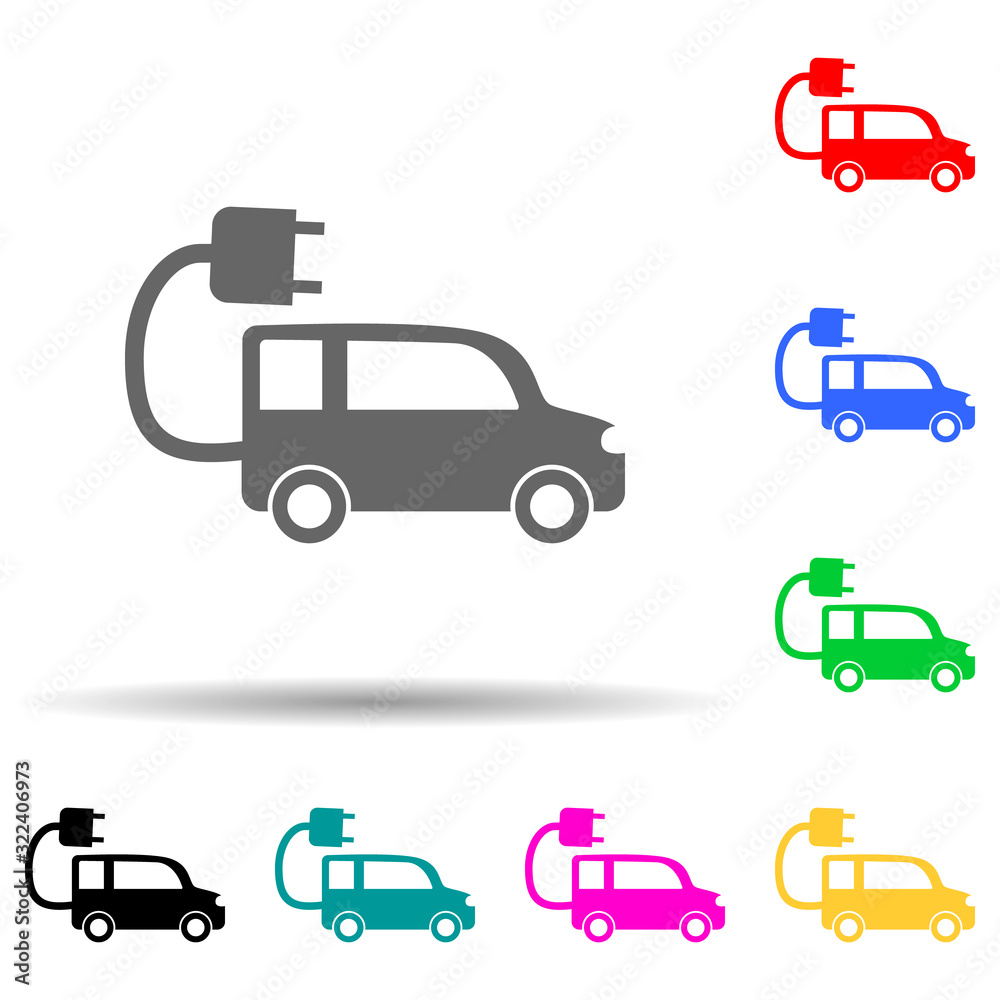 Electra car green multi color style icon. Simple glyph, flat vector of greenpeace icons for ui and ux, website or mobile application