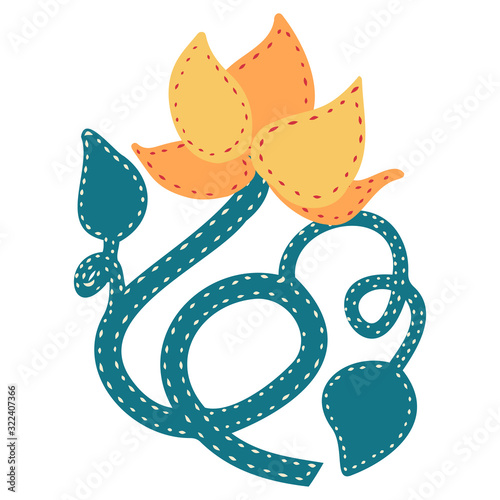 Cute flower isolated on a white. Design girly element. Vector floral illustration in cartoon style. Bright clip art icons for design. Simple bright prints.