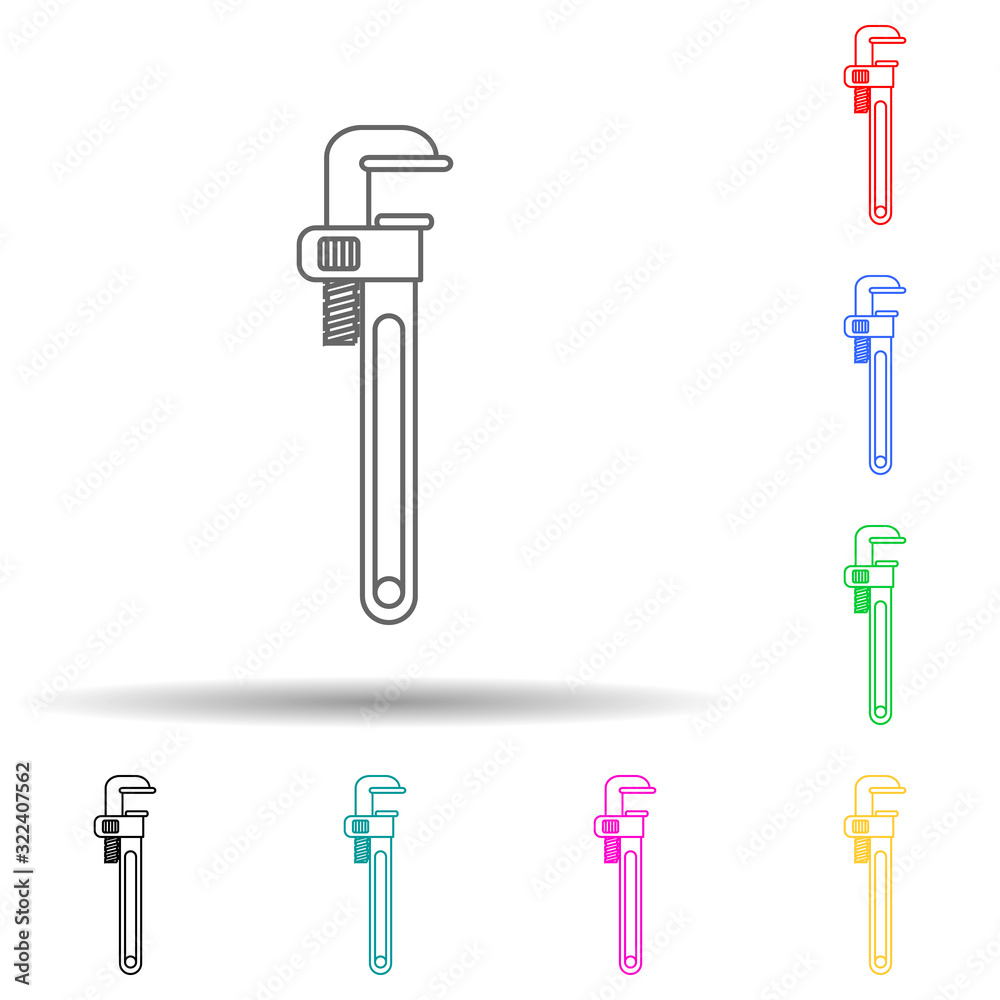 adjustable construction key multi color style icon. Simple thin line, outline vector of home repair tool icons for ui and ux, website or mobile application adjustable construction key multi color style icon. Simple thin line, outline vector of home repair tool icons for ui and ux, website or mobile application