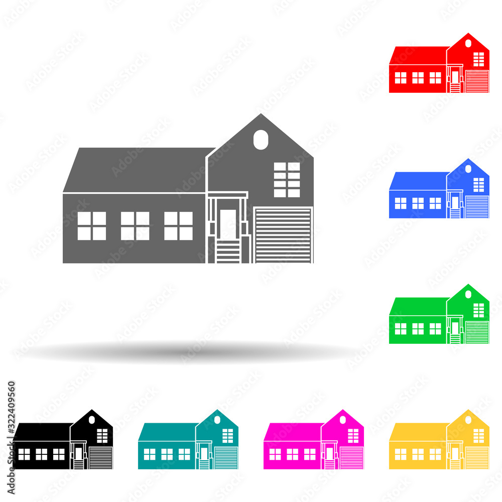 house with garage multi color style icon. Simple glyph, flat vector of house icons for ui and ux, website or mobile application