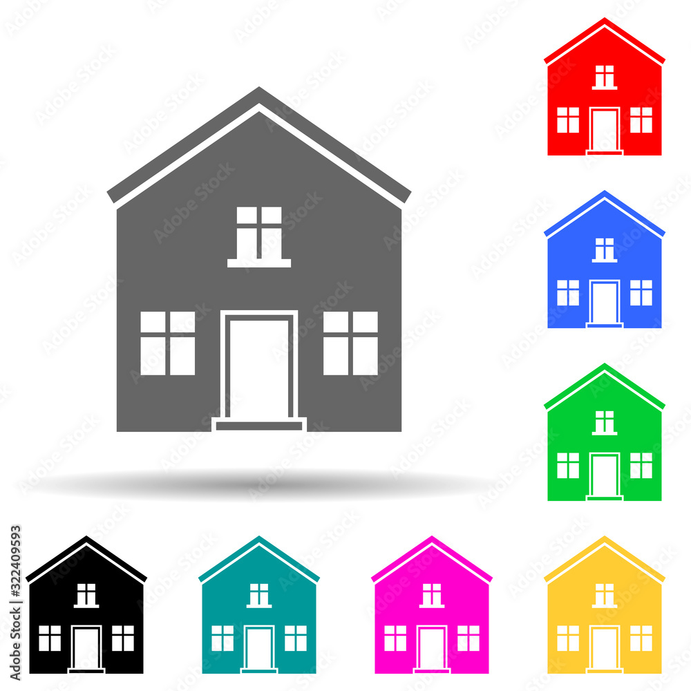 house with attic multi color style icon. Simple glyph, flat vector of house icons for ui and ux, website or mobile application