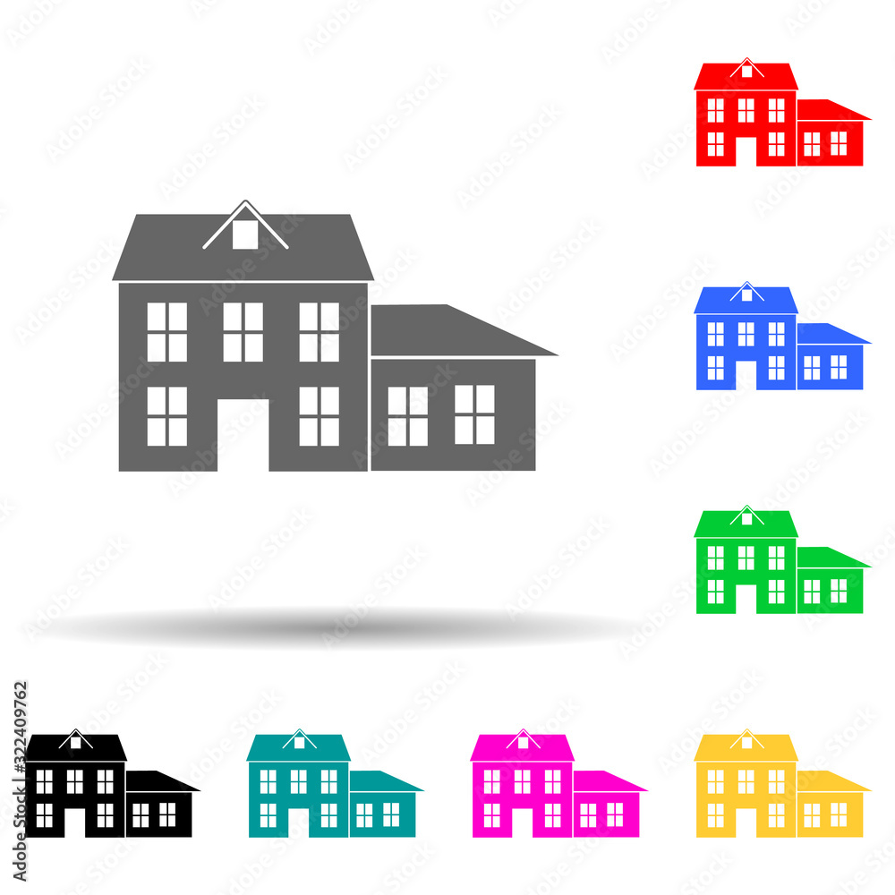 Fototapeta premium house with an extension multi color style icon. Simple glyph, flat vector of house icons for ui and ux, website or mobile application