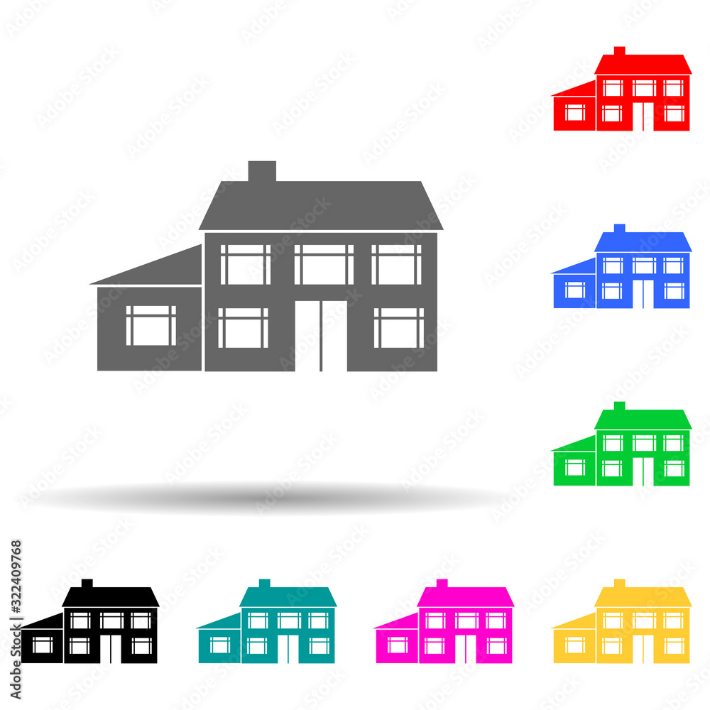 house with an extension multi color style icon. Simple glyph, flat vector of house icons for ui and ux, website or mobile application