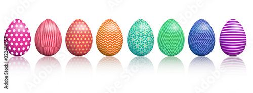Easter Eggs with Realistic ornament pattern, Vector