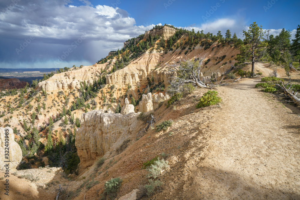 hiking the rim trail in bryce canyon national park, utah, usa hiking the rim trail in bryce canyon national park, utah, usa