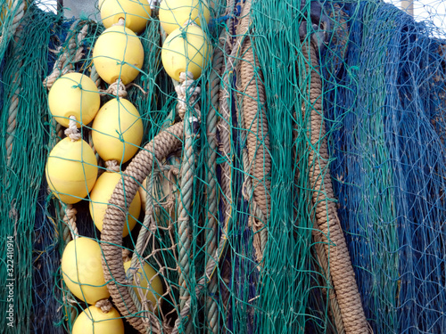 Redes de pesca en el puerto de Denia, Alicante