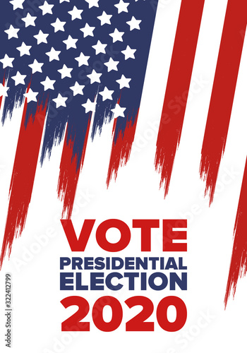 Presidential Election 2020 in United States. Vote day, November 3. US Election. Patriotic american element. Poster, card, banner and background. Vector illustration
