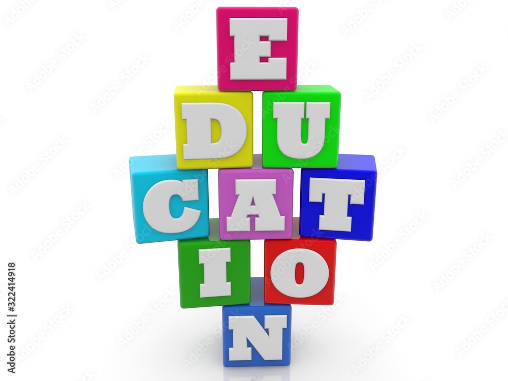 EDUCATION concept on colorful toy blocks
