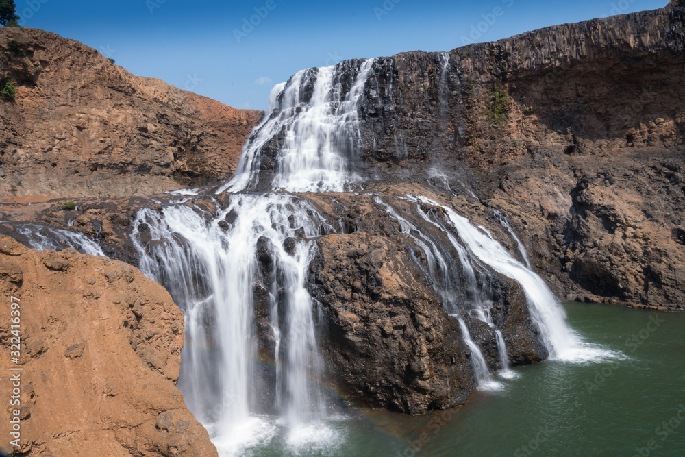 The most famous lao waterfall.Sae Pong Waterfall flows in the Xe-Pian River in the south of Laos after the Xe-Pian Xe Dam Later. The most famous lao waterfall.Sae Pong Waterfall flows in the Xe-Pian River in the south of Laos after the Xe-Pian Xe Dam Later.
