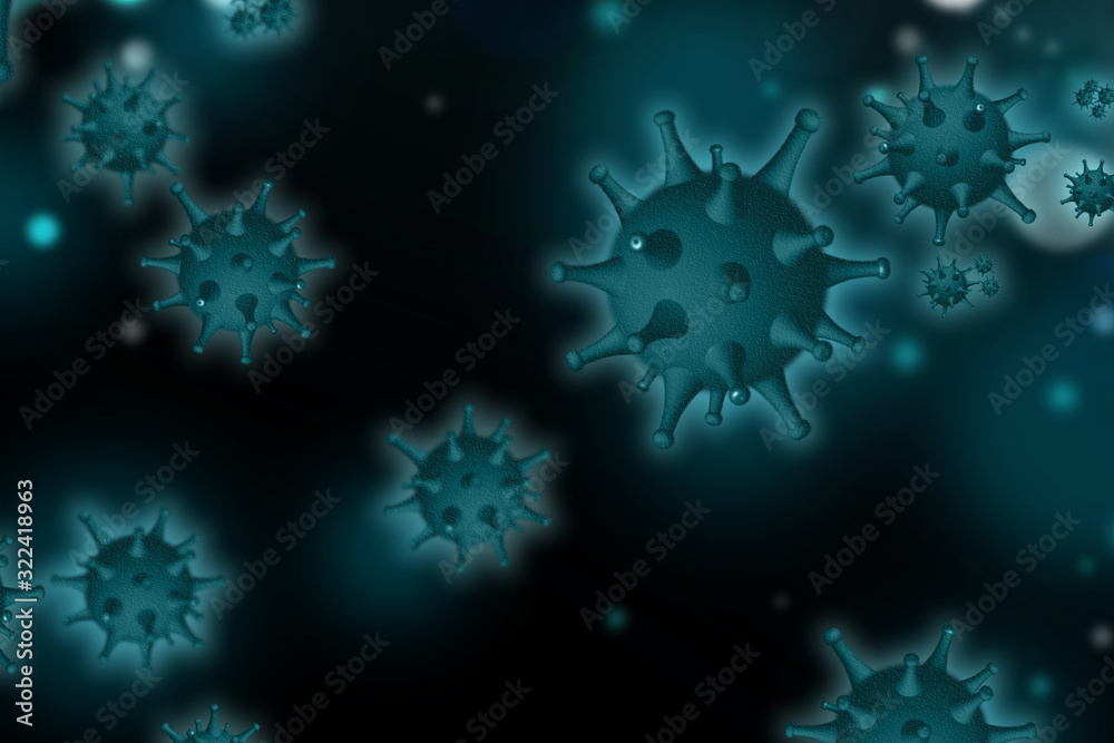 Abstract illustration of virus on dark background Abstract illustration of virus on dark background