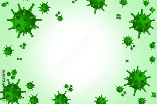 Abstract illustration of virus on green background
