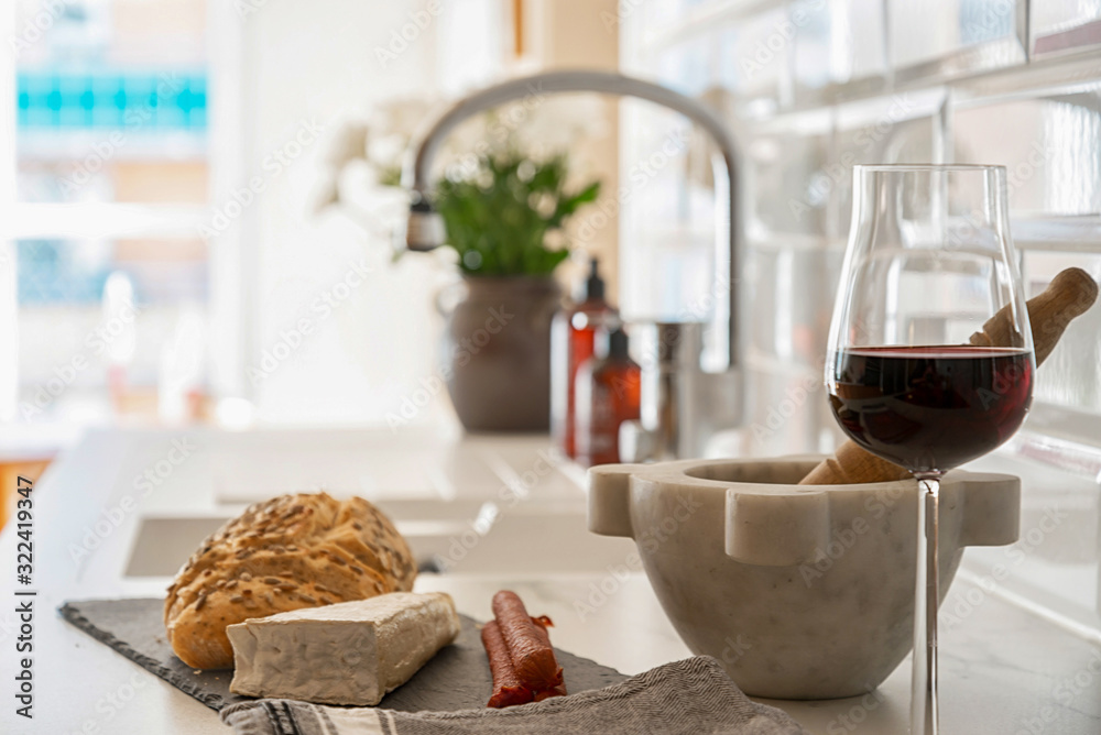 bread cheese and wine