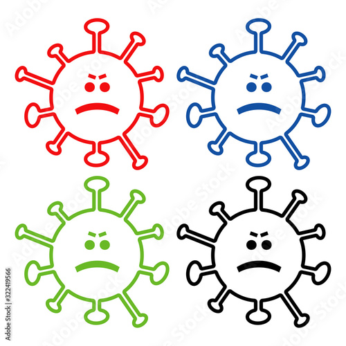 Bacteria character. Cartoon vector illustration. Microbiology. Isolated background. COVID-2019 . 2019-nCoV