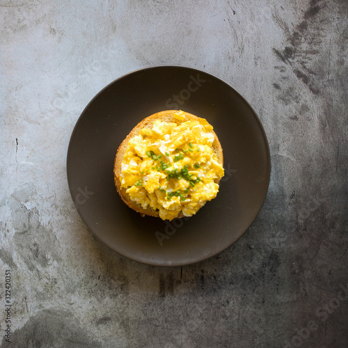 Scraambled Egg Bagel on a C...