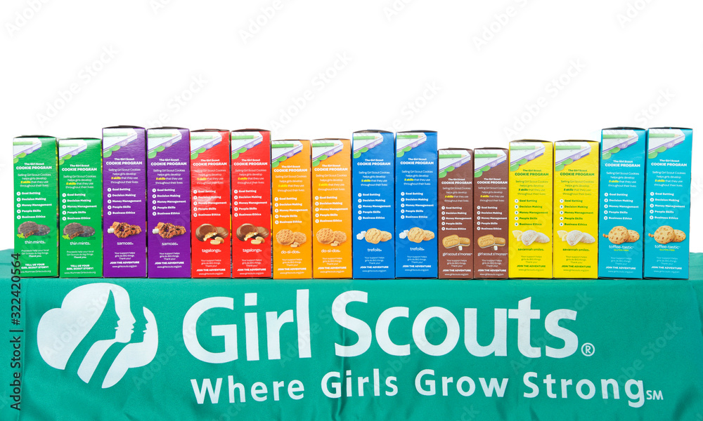 Alameda, CA February 06, 2019 Traditional Girl Scout cookie booth