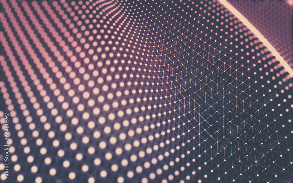 Obraz premium Abstract background. Molecules technology with polygonal shapes, connecting dots and lines. Connection structure. Big data visualization.