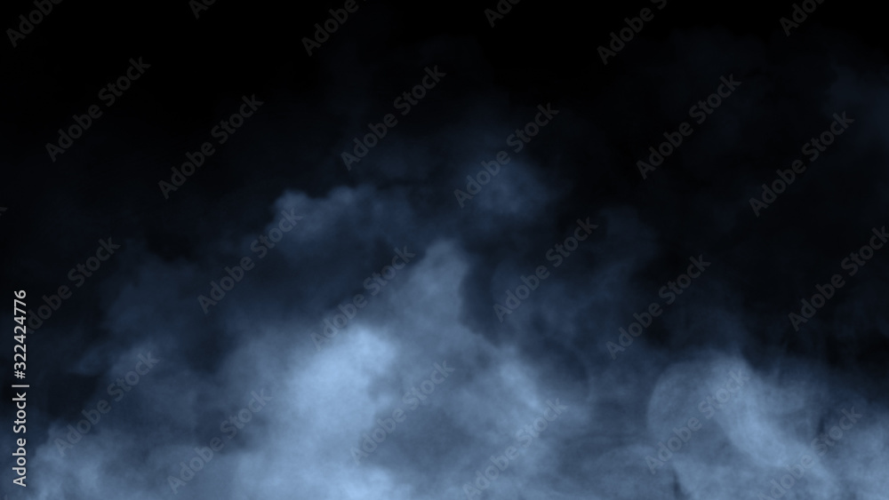 Blur Smoke on the floor . Isolated black background . Misty fog effect texture overlays for text or space.