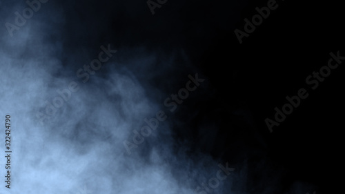 Blur Smoke on the floor . Isolated black background . Misty fog effect texture overlays for text or space.