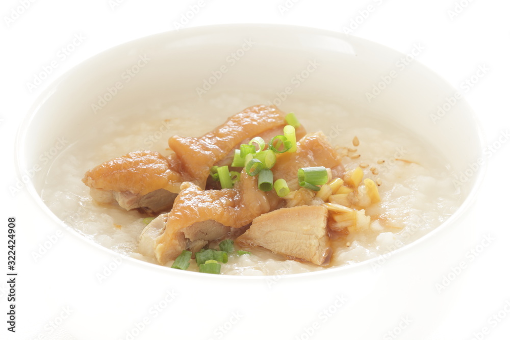 Soy sauce chicken on Chinese congee Soy sauce chicken on Chinese congee