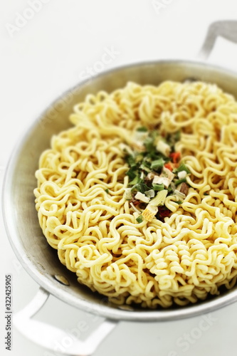 Korean instant ramen noodles with seasoning