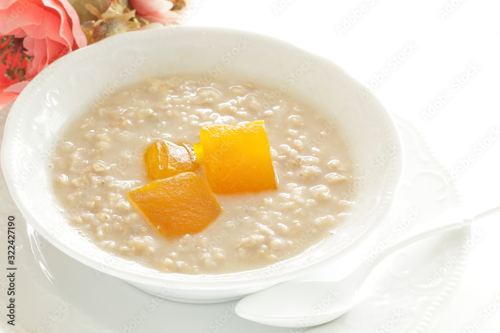 Healthy breakfast, dried mango and oat celery grain in bowl Healthy breakfast, dried mango and oat celery grain in bowl