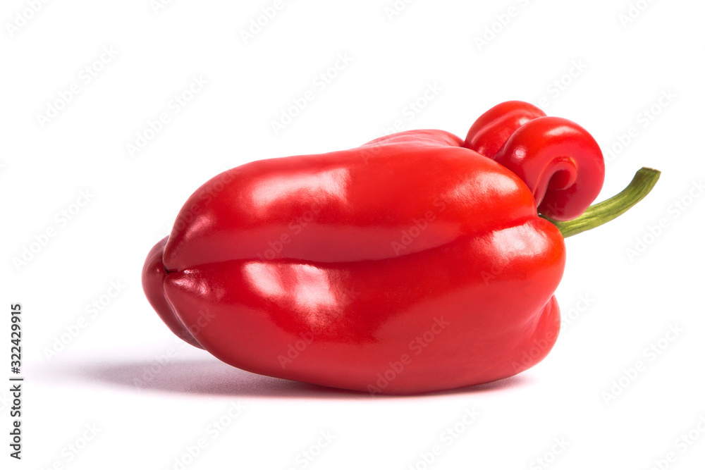 Ugly shaped organic vegetables. Deformed homegrown bell pepper isolated on white background Ugly shaped organic vegetables. Deformed homegrown bell pepper isolated on white background