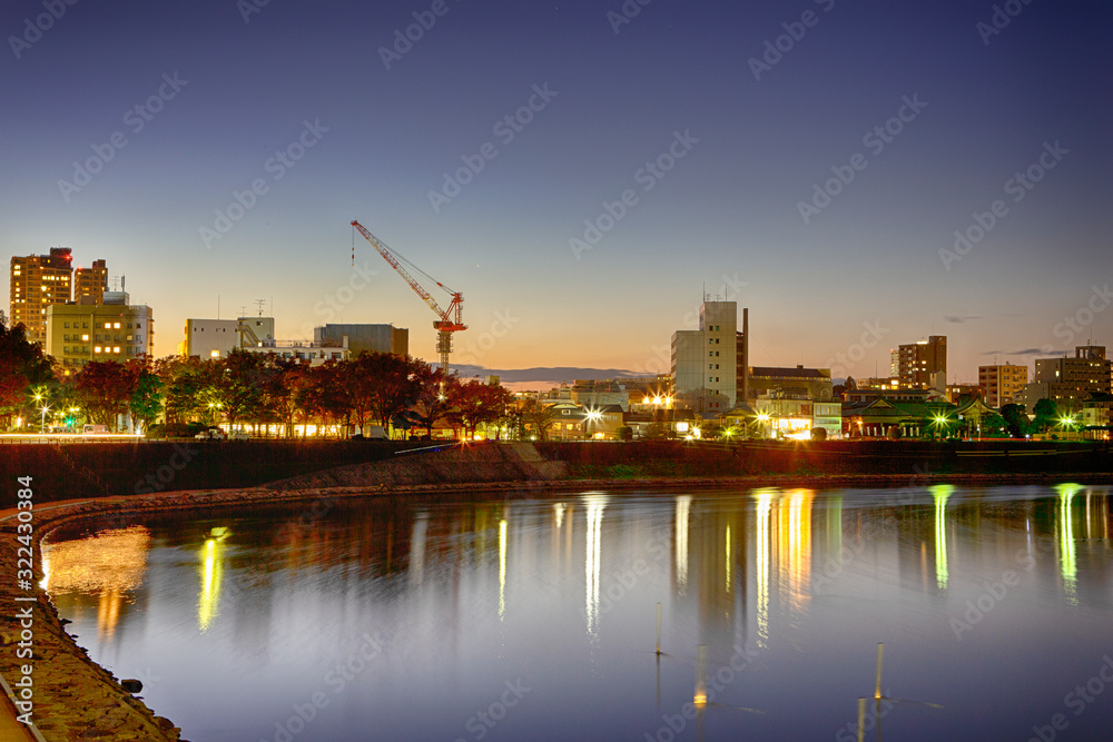 Fototapeta premium Beautiful Okayama City in Japan At Twilight.