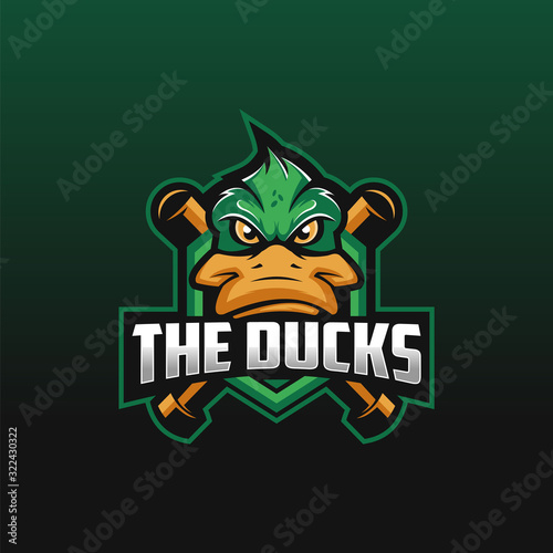 The Ducks logo design inspiration for baseball club. Duck mascot logo design