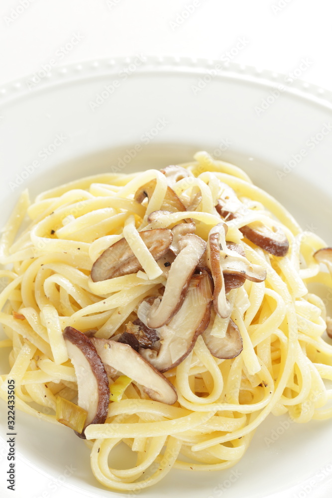 Homemade Italian food. shiitake mushroom and pasta Homemade Italian food. shiitake mushroom and pasta