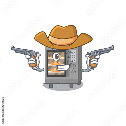 Oven cake Cowboy cartoon concept having guns