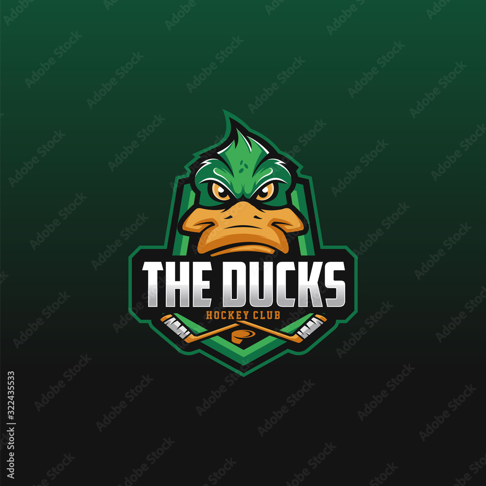 The Ducks logo design inspiration for hockey club. Duck mascot logo