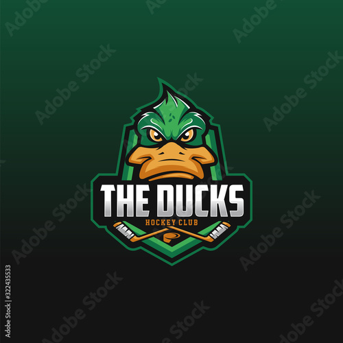 The Ducks logo design inspiration for hockey club. Duck mascot logo design