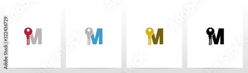 Key On Letter Logo Design M