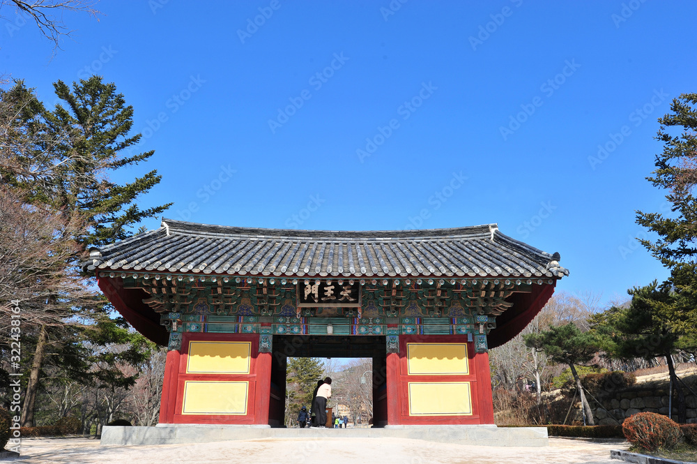 The temple gate dedicated to the Four Devas of Bulguksa temple The temple gate dedicated to the Four Devas of Bulguksa temple