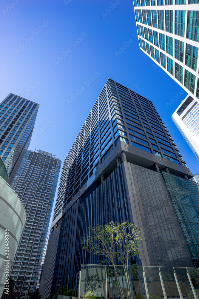 東京　汐留　高層ビル群の風景