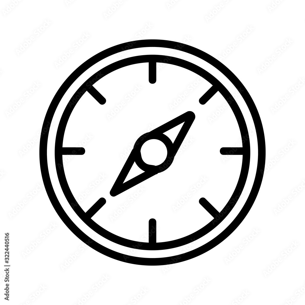 compass icon vector. Thin line sign. Isolated contour symbol illustration compass icon vector. Thin line sign. Isolated contour symbol illustration