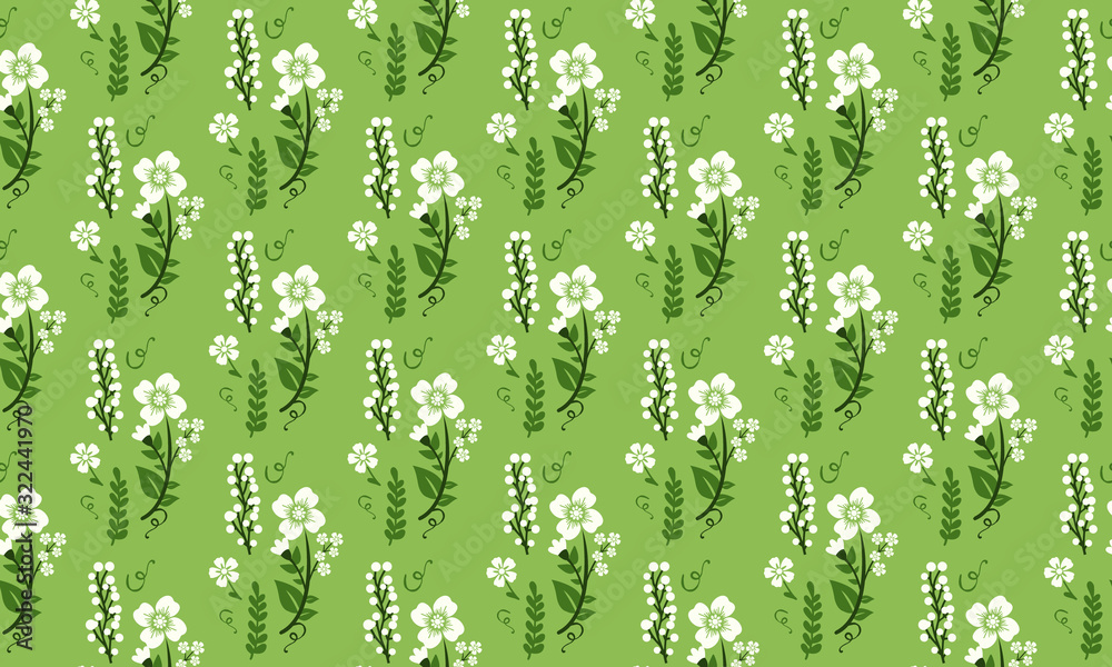 Fototapeta premium Beautiful spring floral pattern background, with leaf and floral design.