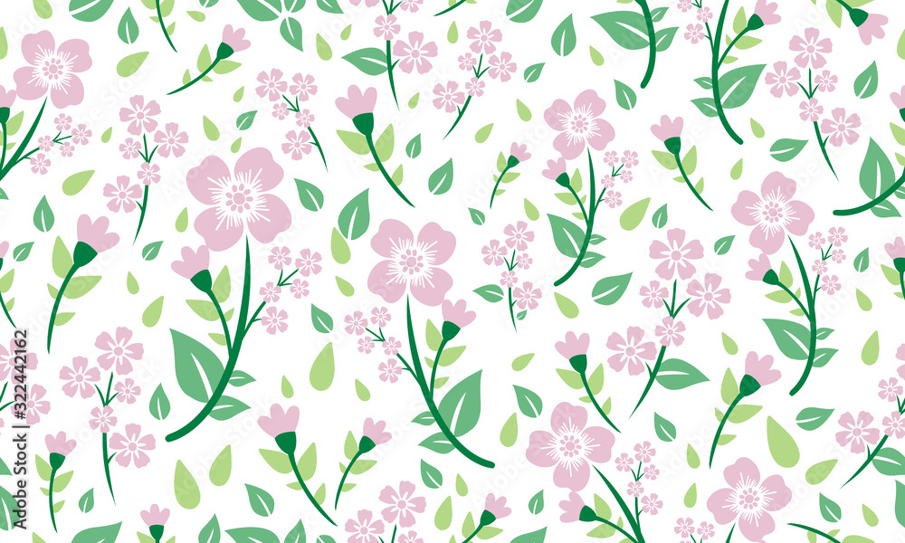 Beautiful spring floral pattern background, with leaf and floral design.
