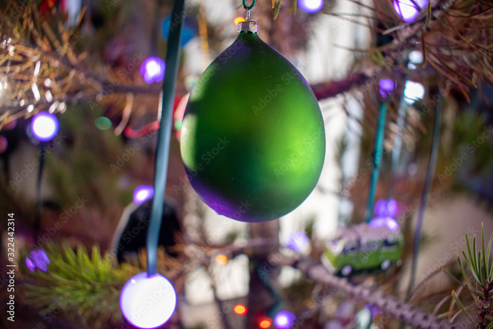 Green teardrop christmas ornament