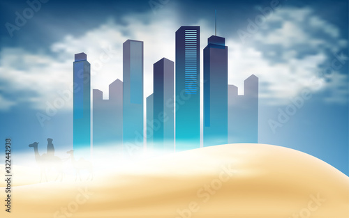 landscape of city in the desert	
