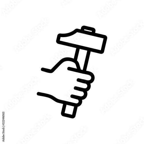 Blacksmith hammer hand icon vector. Thin line sign. Isolated contour symbol illustration