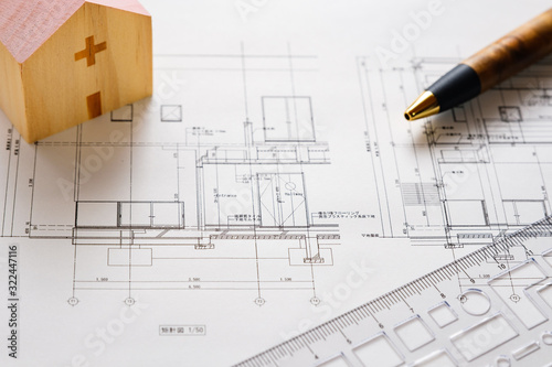 【写真素材】設計イメージ 建築図面 住宅 施設