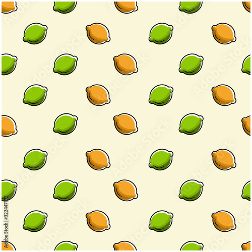 Lemon fruit flat with leaves vector background seamless pattern. Scalable and editable. Vector pattern for textile, print, fabric, backdrop, wallpaper, background.